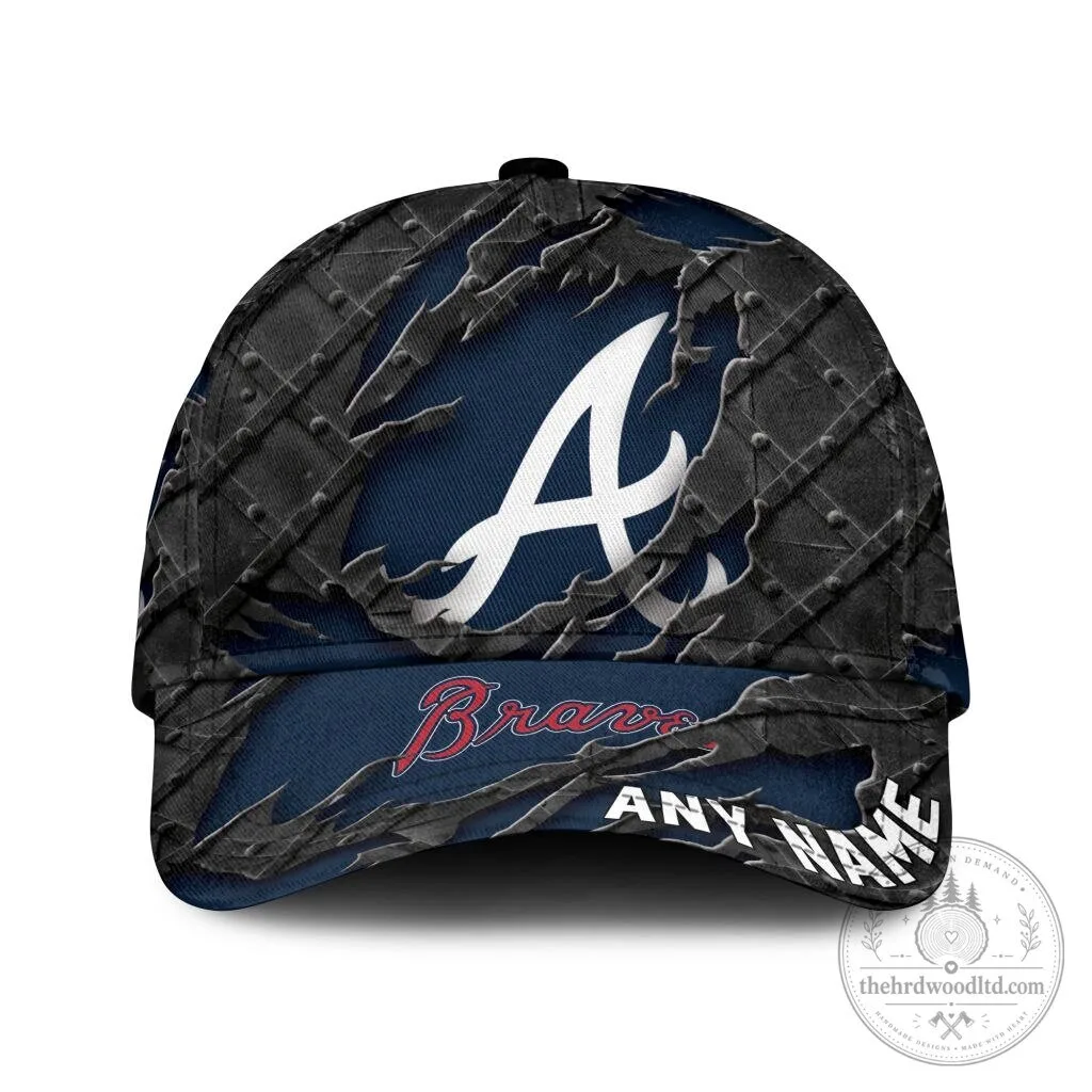Atlanta Braves Personalized Name Black Metal Design Classic Cap Hat