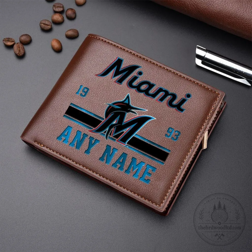 Miami Marlins Personalized Name Black Leather Wallet 5 Miami Marlins Personalized Name Black Leather Wallet