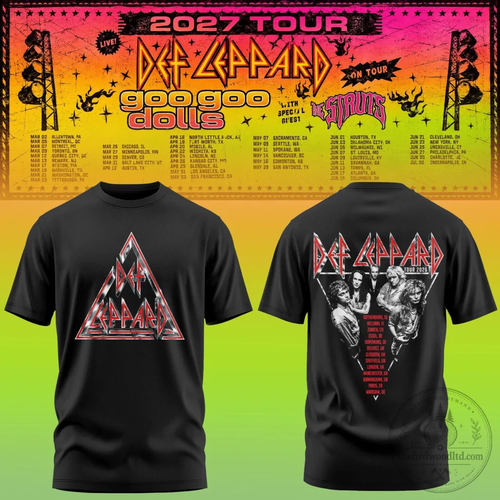 Def Leppard 2027 Tour Retro Rock Band Concert Black T-Shirt Def Leppard 2027 Tour Retro Rock Band Concert Black T-Shirt