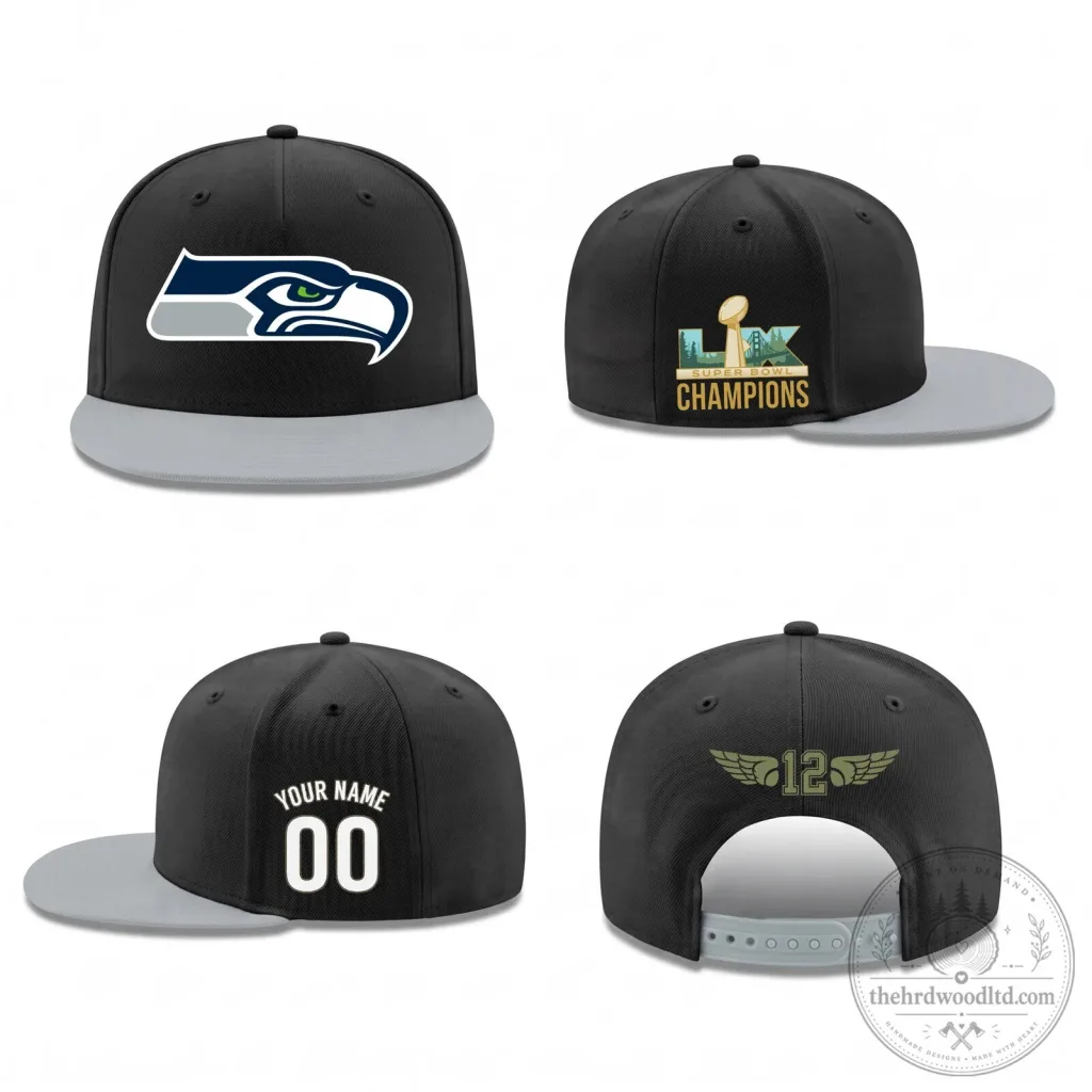 Snapback Hat for Super Bowl Champions - Personalized Seattle Seahawks Cap Snapback Hat for Super Bowl Champions - Personalized Seattle Seahawks Cap