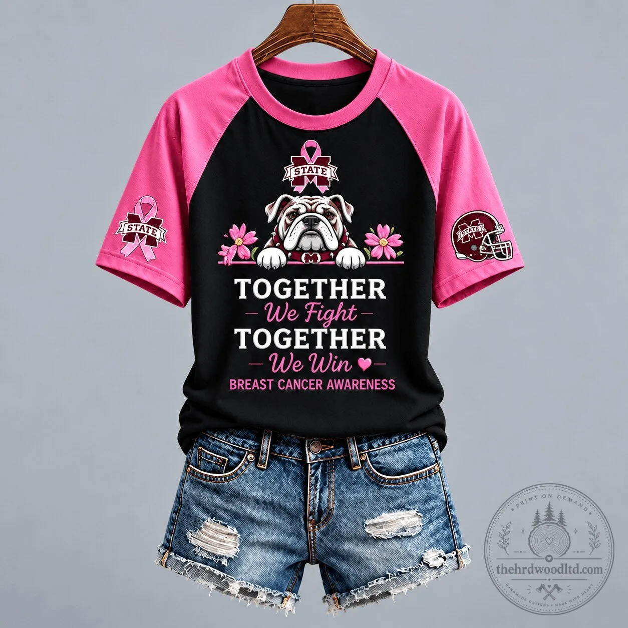 Mississippi State Bulldogs Together We Fight Breast Cancer Awareness T-Shirt