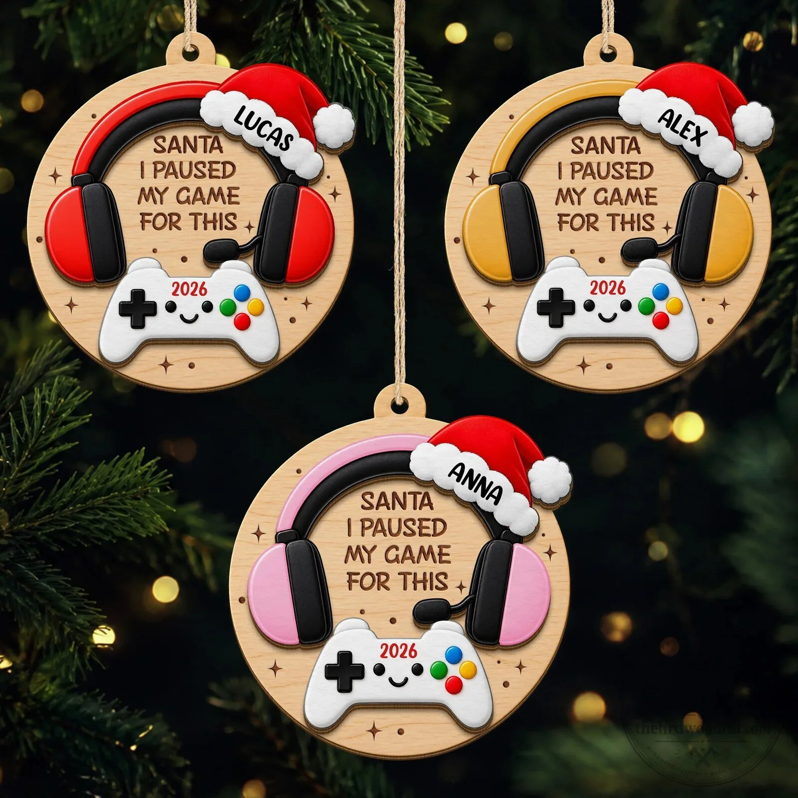 Personalized Gamer Christmas Ornament, Santa I Paused My Game For This