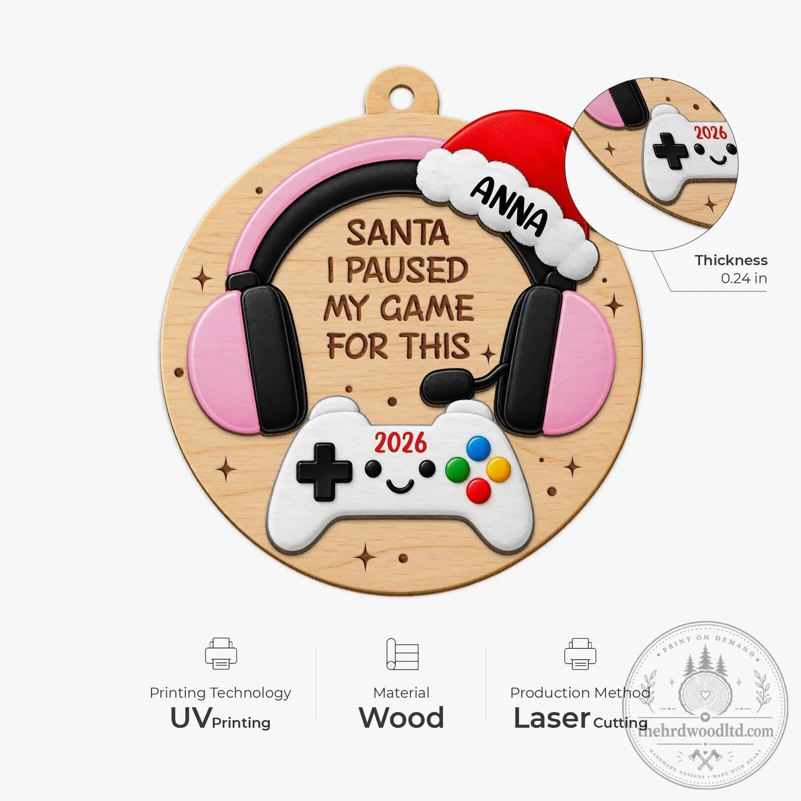 Personalized Gamer Christmas Ornament, Santa I Paused My Game For This 9 Personalized Gamer Christmas Ornament, Santa I Paused My Game For This