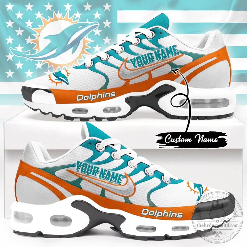 Miami Dolphins Custom Name NFL Football Team Air Max Sneakers Miami Dolphins Custom Name NFL Football Team Air Max Sneakers