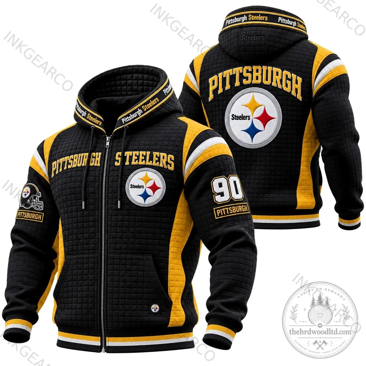 Pittsburgh Steelers NFL Football Team Quilted Hoodie Jacket