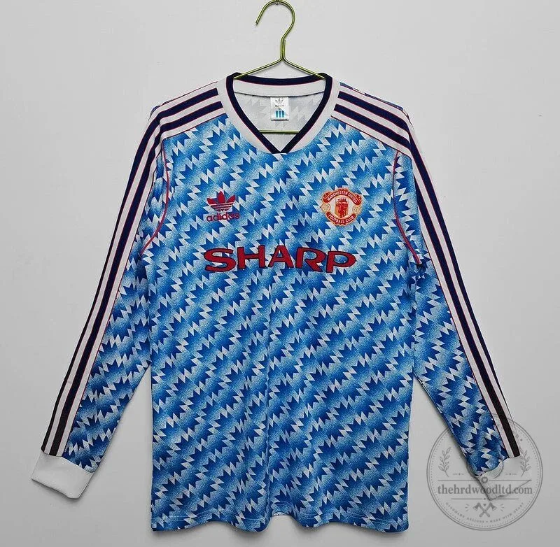 Manchester United 1990-1991 Away Retro Long Sleeve Football Jersey