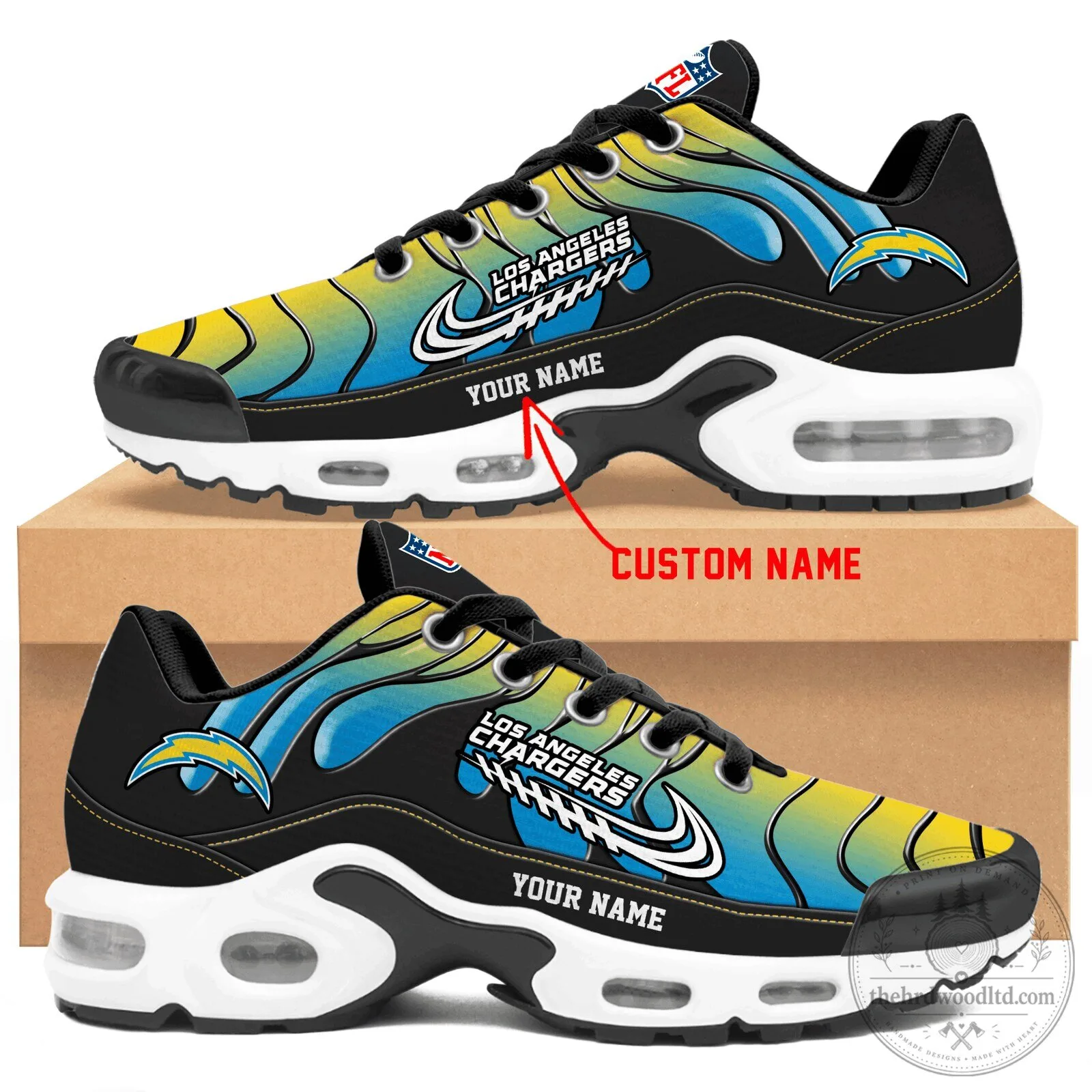Los Angeles Chargers Personalized Air Max Shoes Limited Edition Custom Name