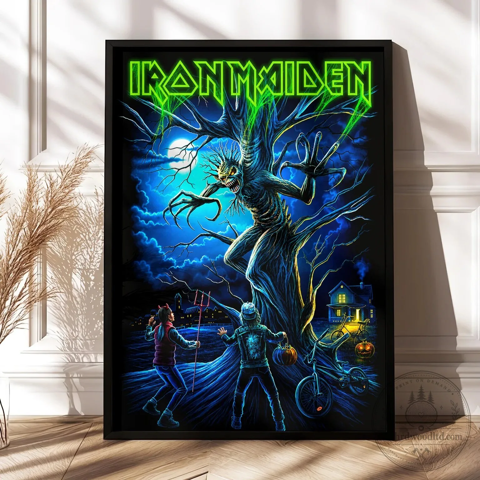 Heavy Metal Music Band Poster featuring Iron Maiden's Halloween Night Monster Tree