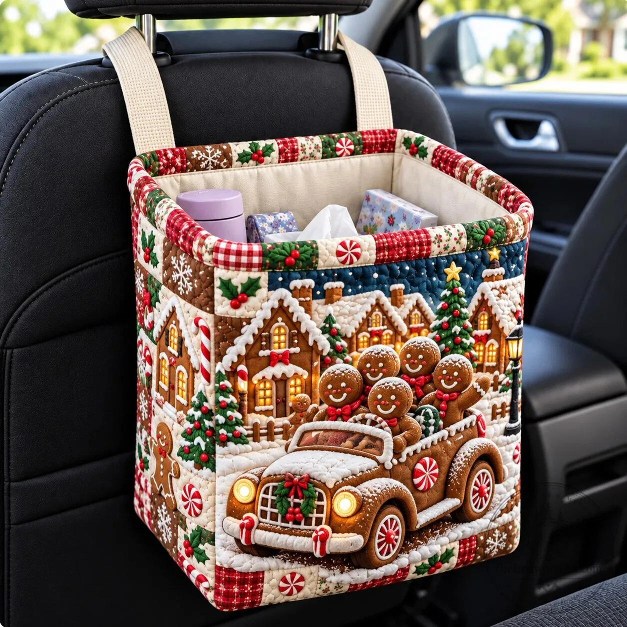 Gingerbread Christmas Village Car Storage Basket Organizer