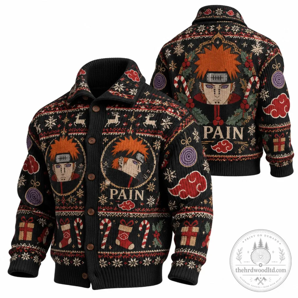 Naruto Pain Akatsuki Ugly Christmas Sweater Cardigan Naruto Pain Akatsuki Ugly Christmas Sweater Cardigan