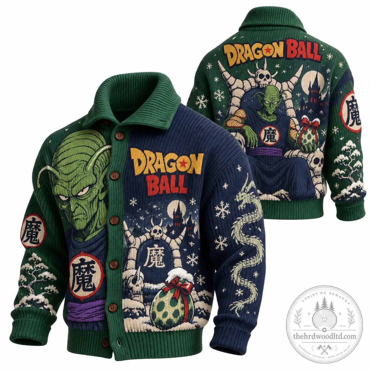 Dragon Ball Piccolo Anime Graphic Button-Up Cardigan Sweater