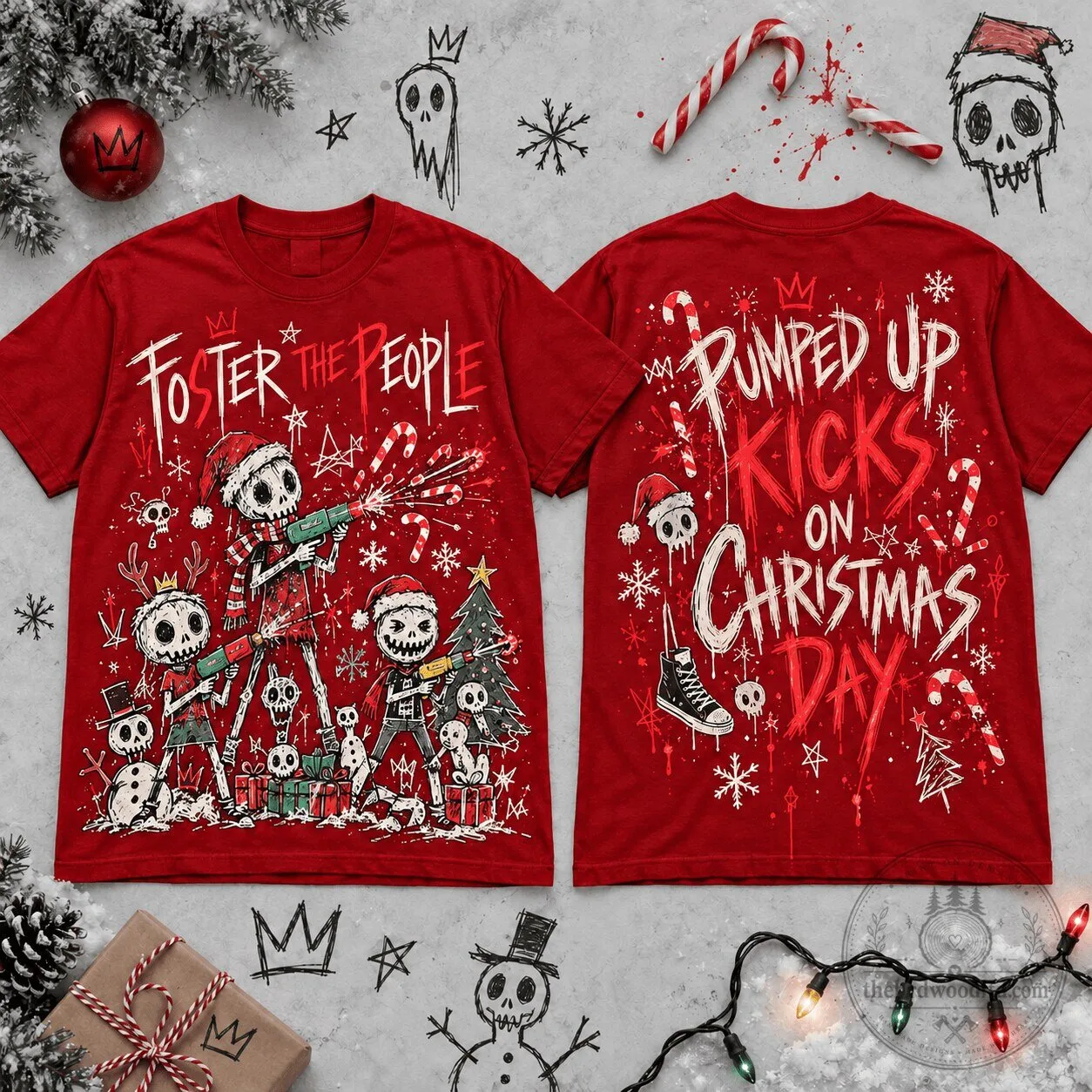 Foster The People Pumped Up Kicks Horror Christmas T-Shirt