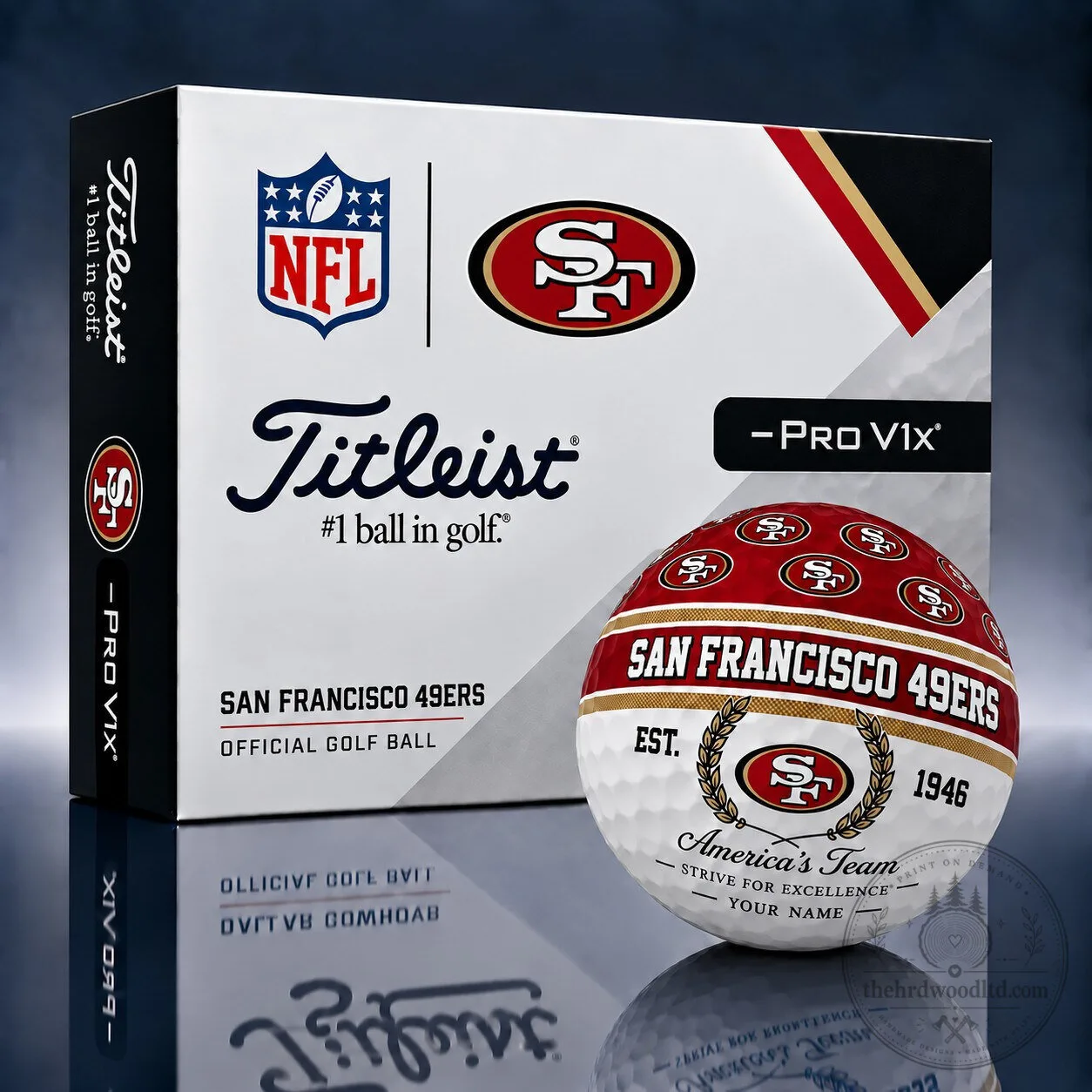 San Francisco 49ers Official NFL Pro V1x Titleist Golf Ball Set