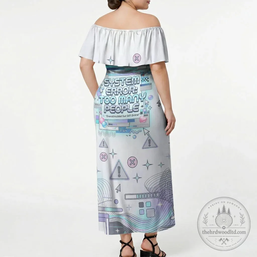 System Error Too Many People Off Shoulder Maxi Dress Y2K Retro Cyber Aesthetic 3 System Error Too Many People Off Shoulder Maxi Dress Y2K Retro Cyber Aesthetic