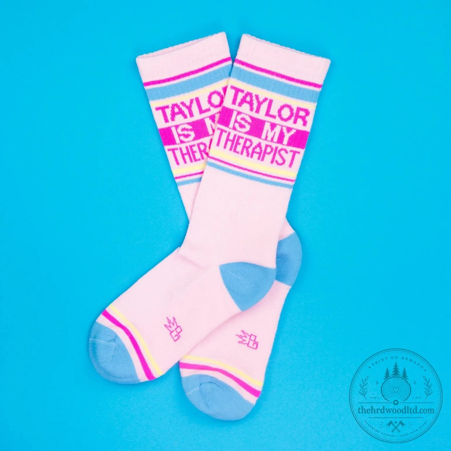 Taylor Is My Therapist Pink Crew Socks for Women and Men 5 Taylor Is My Therapist Pink Crew Socks for Women and Men