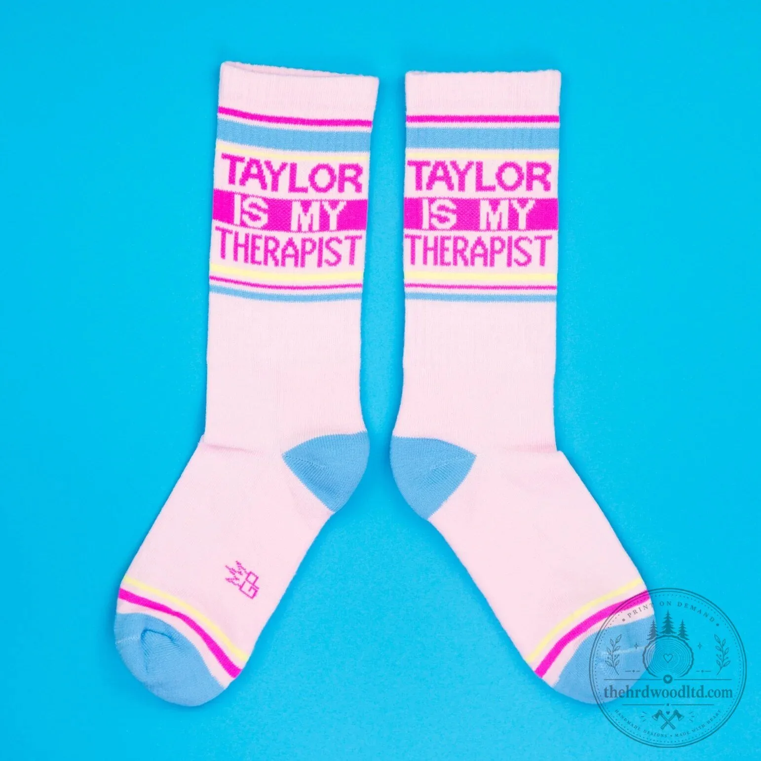 Taylor Is My Therapist Pink Crew Socks for Women and Men 6 Taylor Is My Therapist Pink Crew Socks for Women and Men