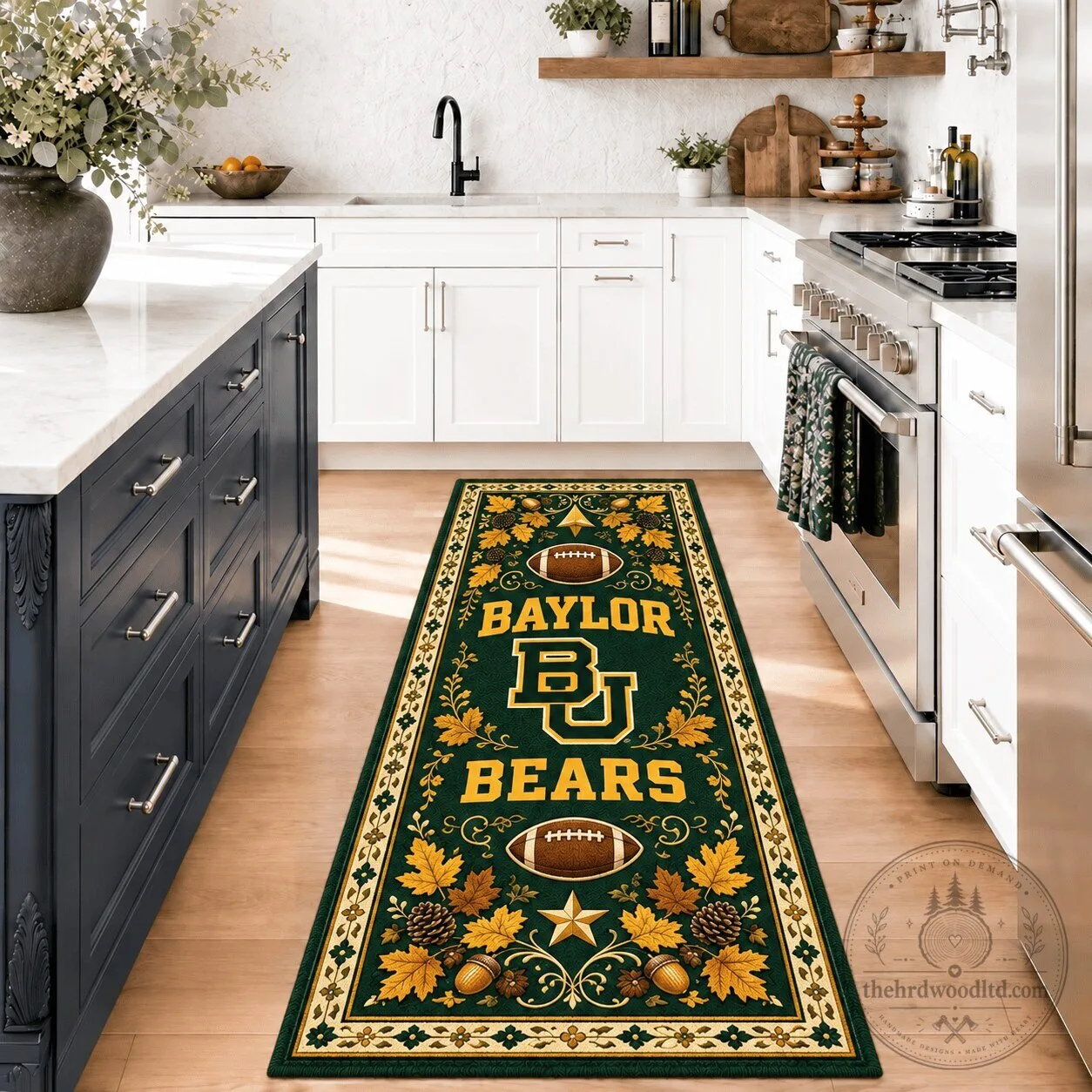 Baylor Bears Football Team Logo Decorative Kitchen Runner Rug