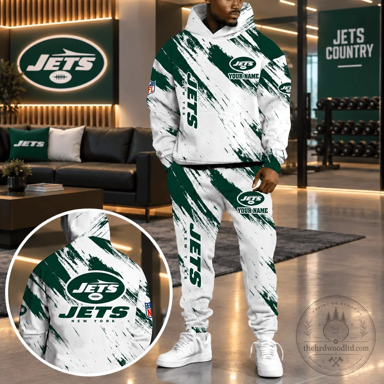 New York Jets Personalized Football Team White Green Brush Stroke Hoodie 1 New York Jets Personalized Football Team White Green Brush Stroke Hoodie