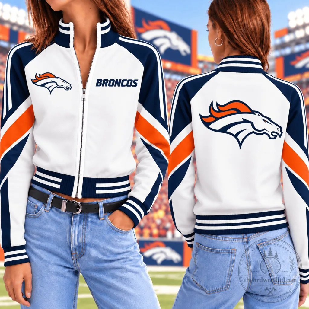 Denver Broncos National Football League Team Logo Full-Zip Bomber Jacket Denver Broncos National Football League Team Logo Full-Zip Bomber Jacket