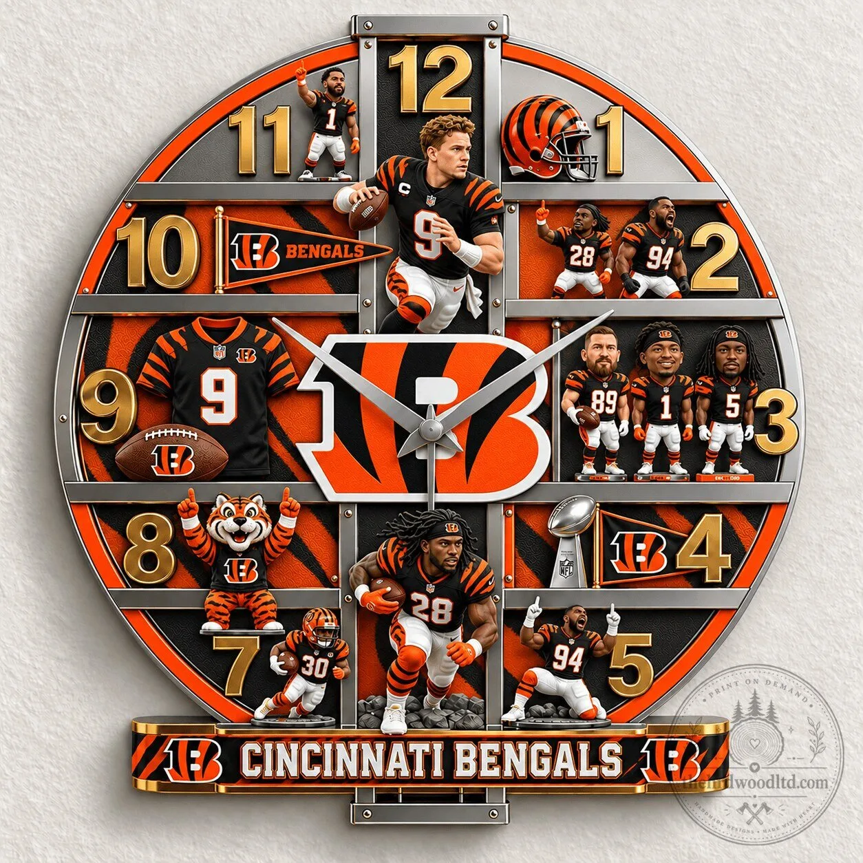 Cincinnati Bengals Football Team Wall Clock Special Gift for Fan Love
