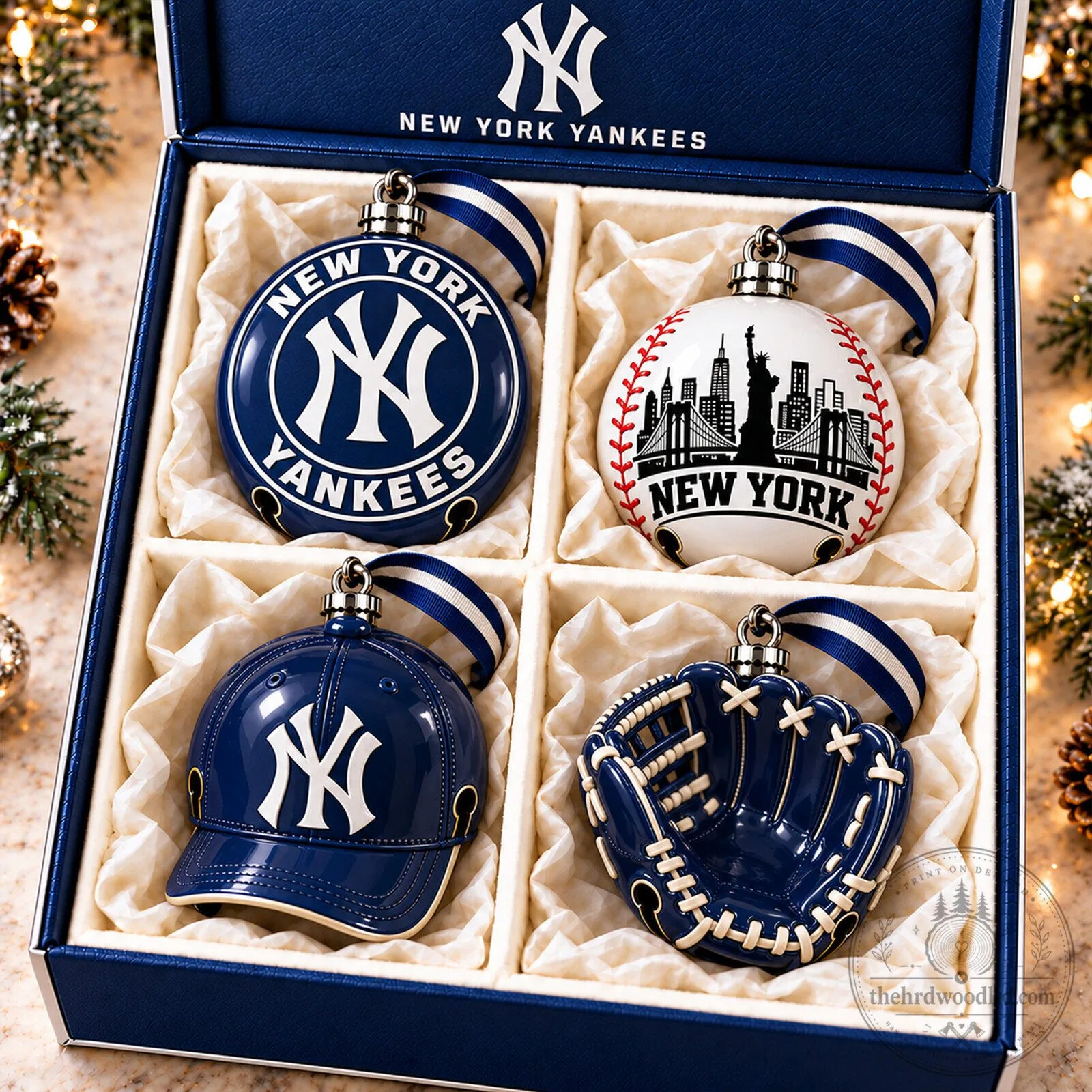 New York Yankees Christmas Tree Holiday Ornament Set