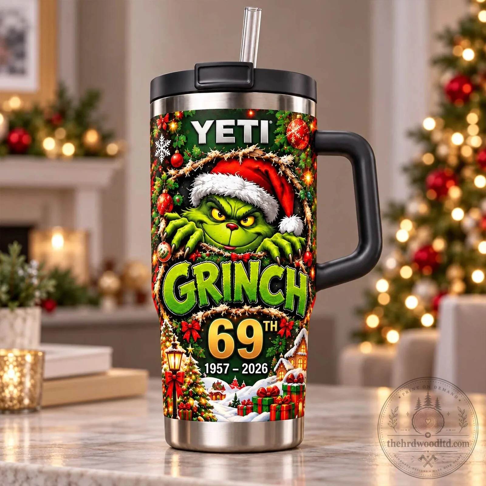 Grinch 69th Anniversary Christmas Holiday Stainless Steel Tumbler with Handle 5 Grinch 69th Anniversary Christmas Holiday Stainless Steel Tumbler with Handle