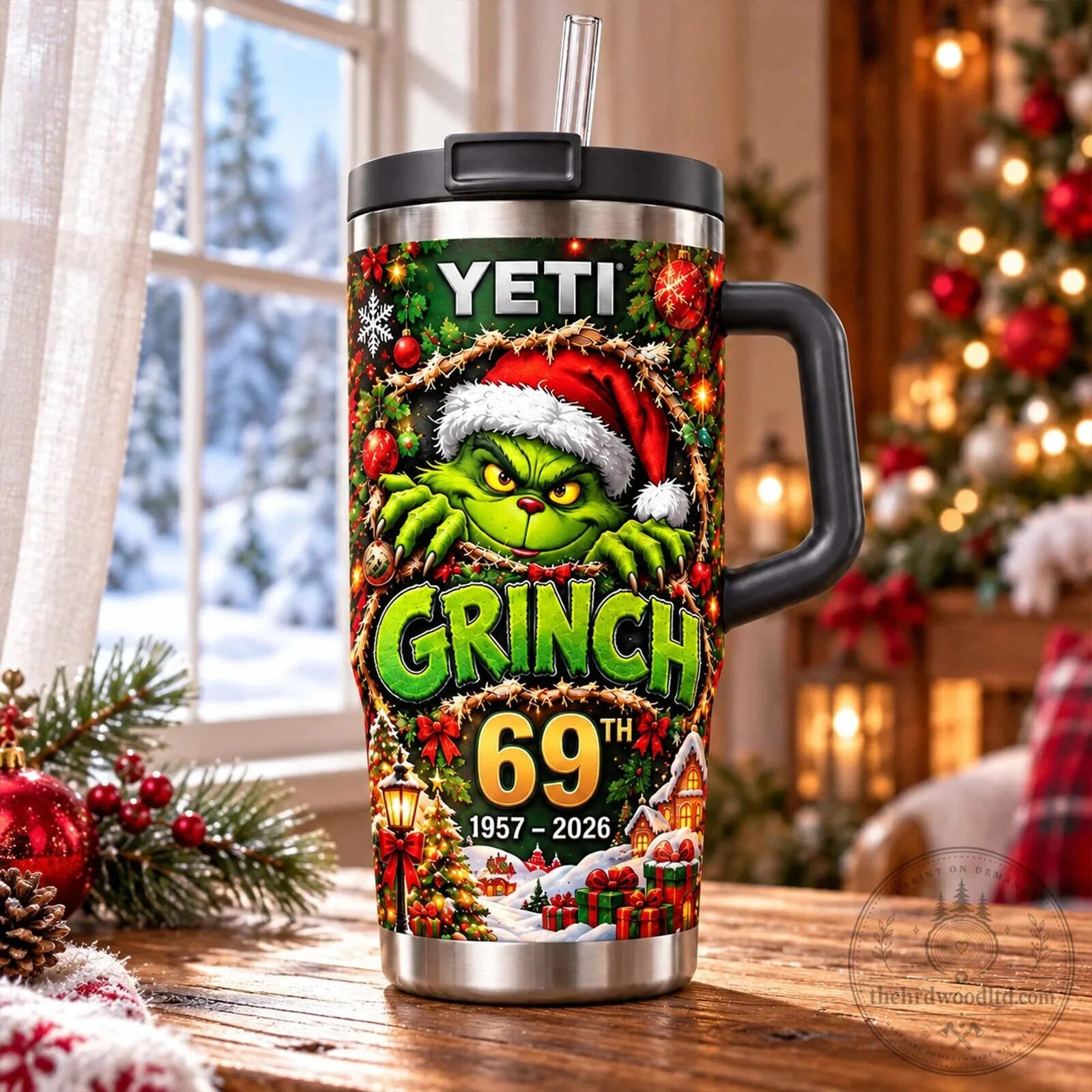 Grinch 69th Anniversary Christmas Holiday Stainless Steel Tumbler with Handle 6 Grinch 69th Anniversary Christmas Holiday Stainless Steel Tumbler with Handle