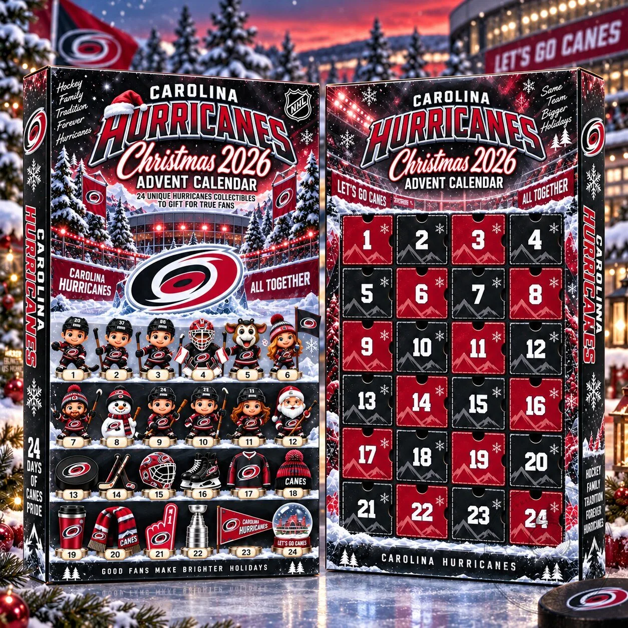 Carolina Hurricanes NHL Team Christmas Advent Calendar Box for Hockey Fans