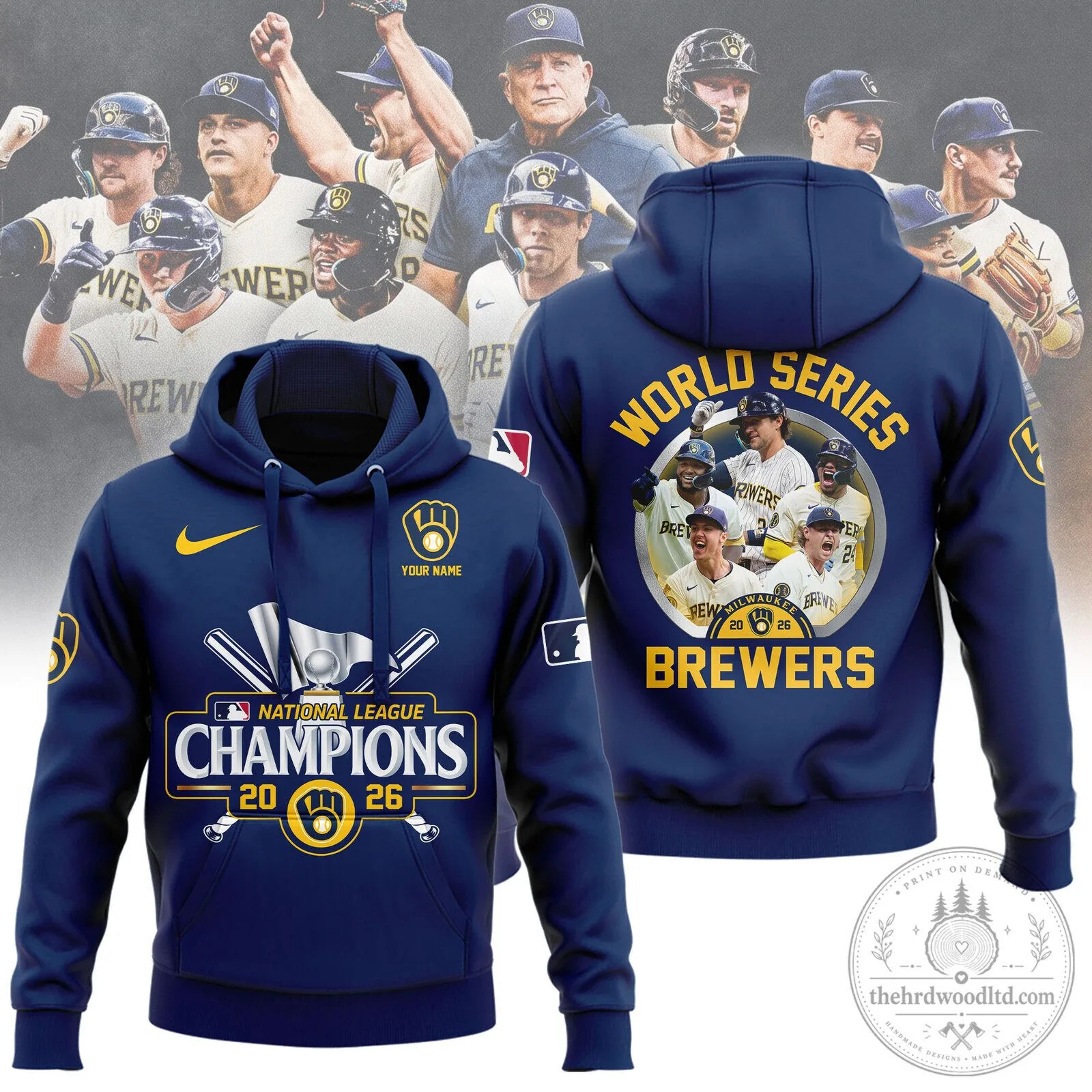 2026 World Series Hoodie celebrating Milwaukee Brewers as National League Champions