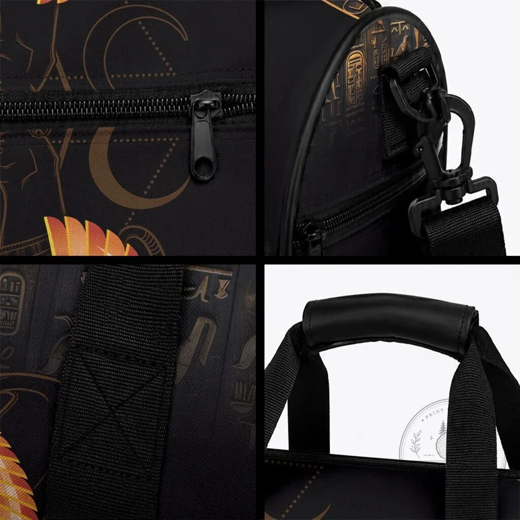 Ancient Egyptian Winged Cat Goddess Bastet Black Duffle Bag 6 Ancient Egyptian Winged Cat Goddess Bastet Black Duffle Bag