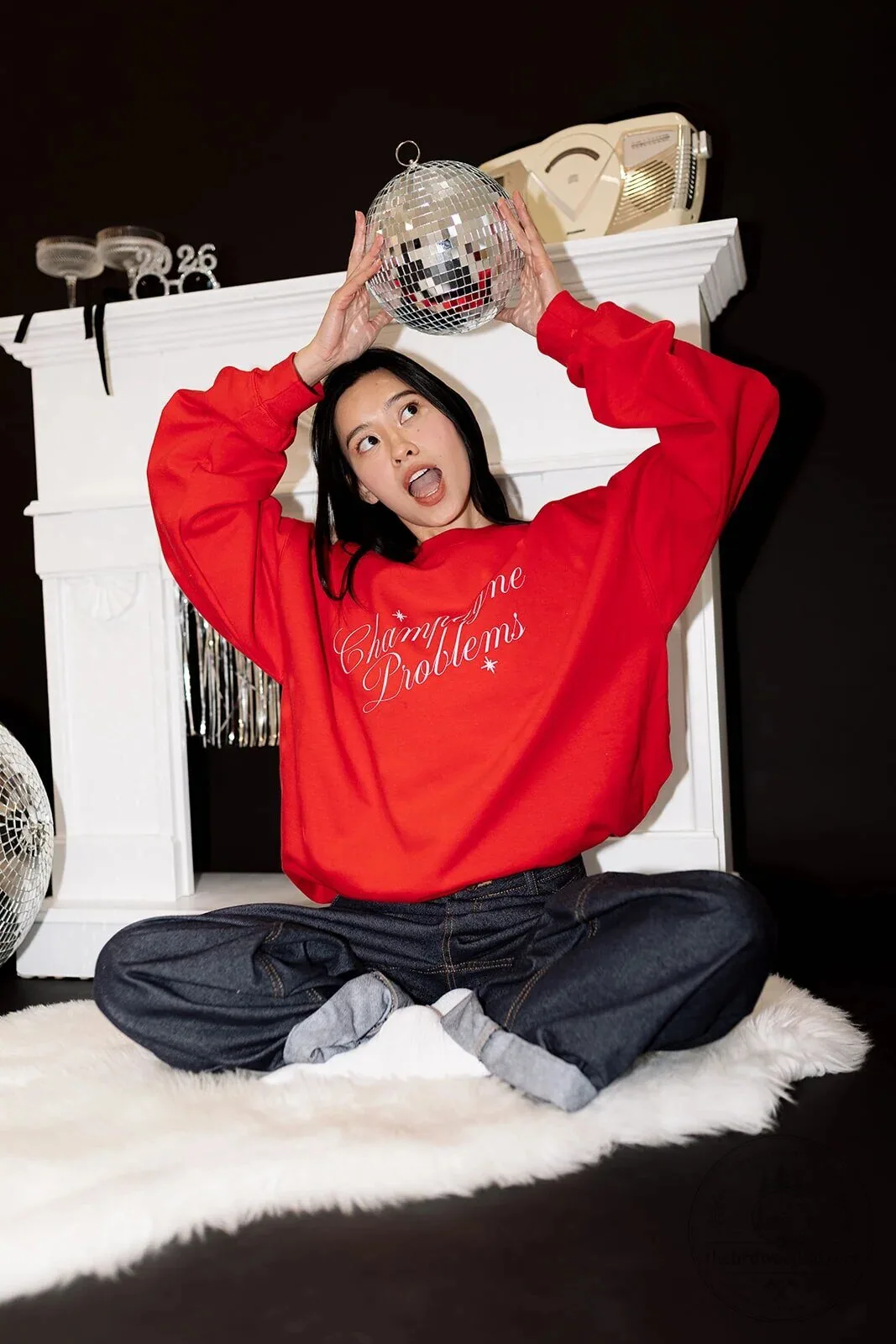 Champagne Problems Red Crewneck Sweatshirt