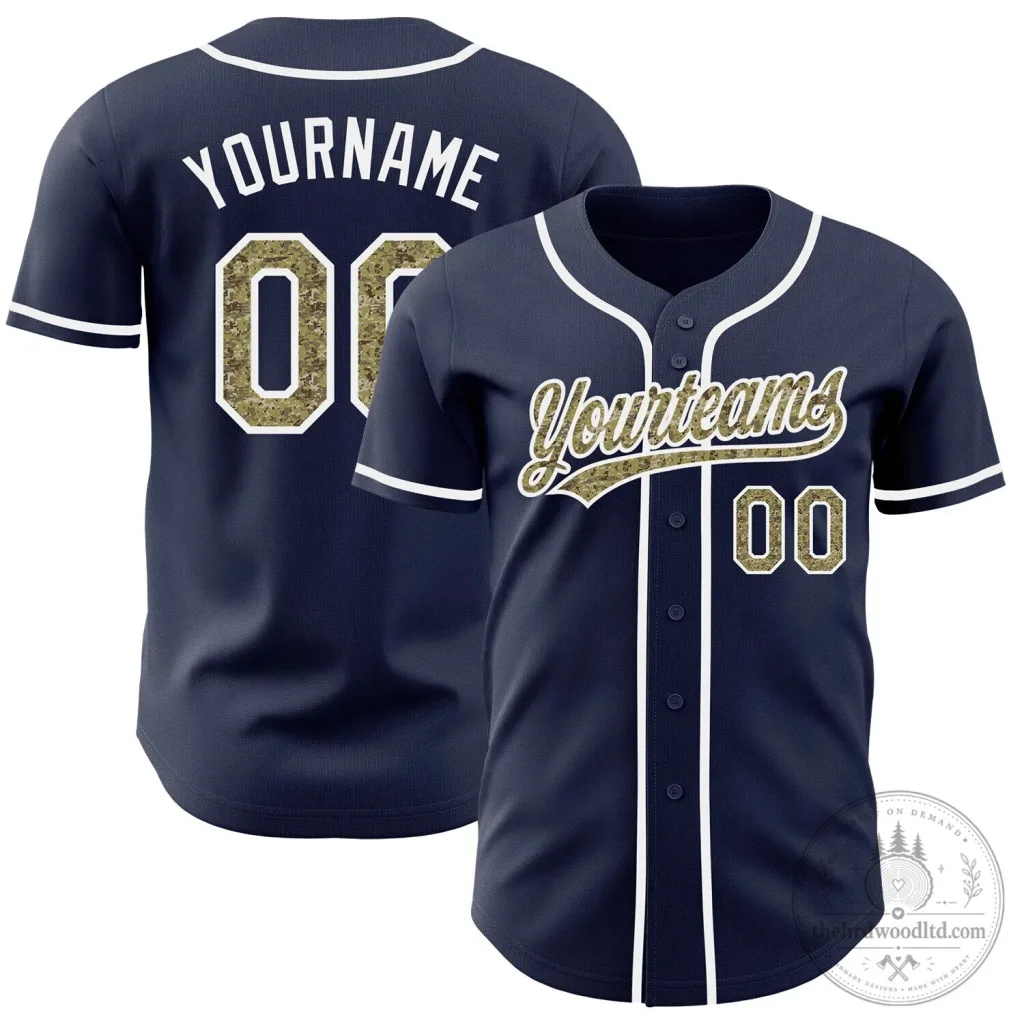 Custom Navy Camouflage White Authentic Baseball Jersey Custom Navy Camouflage White Authentic Baseball Jersey