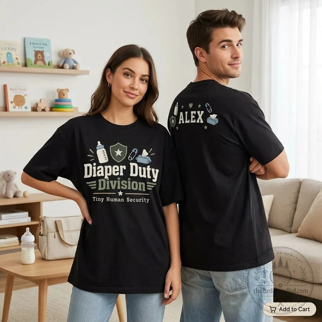 Diaper Duty Division Tiny Human Security Black T-Shirt