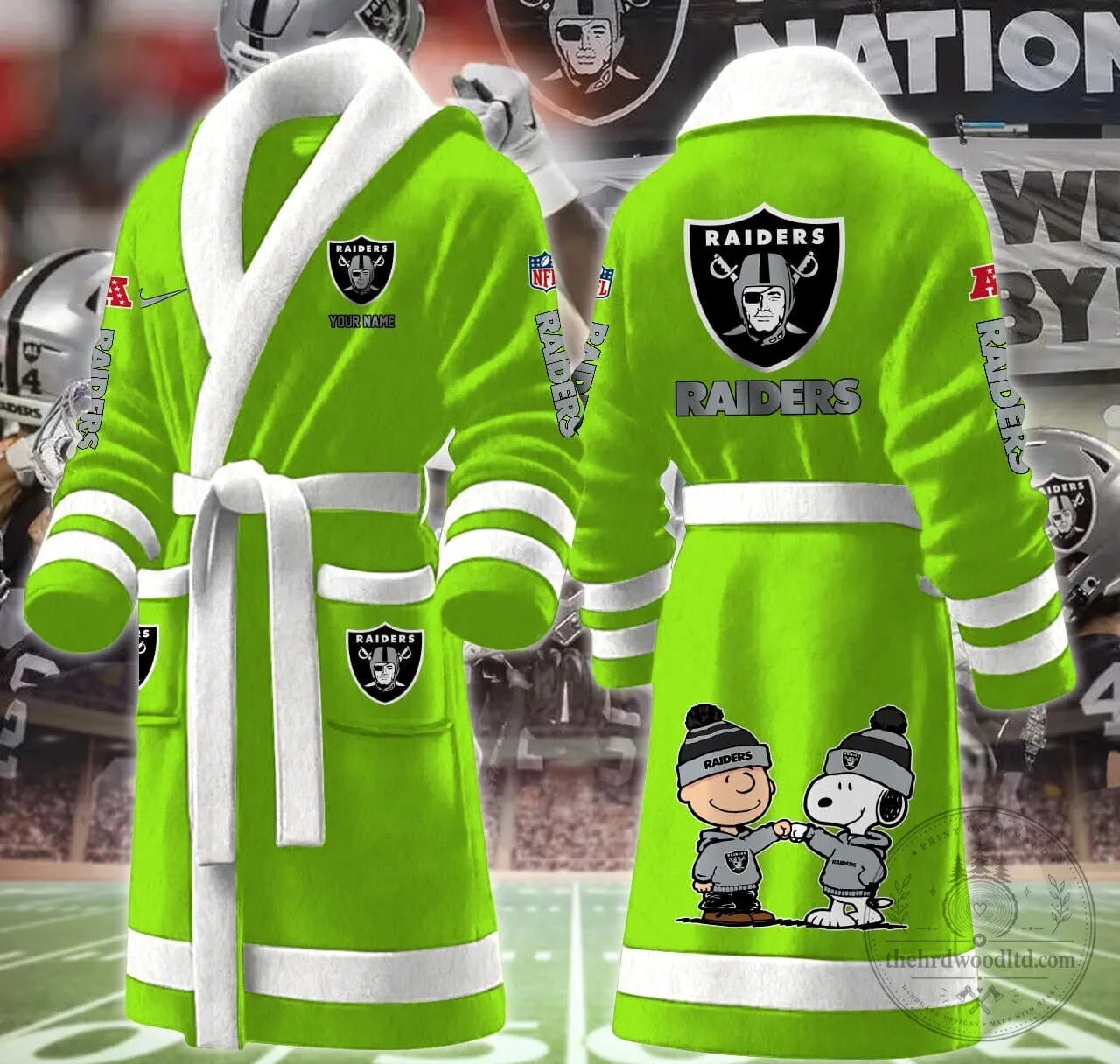 Las Vegas Raiders NFL Snoopy and Woodstock Football Team Bathrobe 19 Las Vegas Raiders NFL Snoopy and Woodstock Football Team Bathrobe