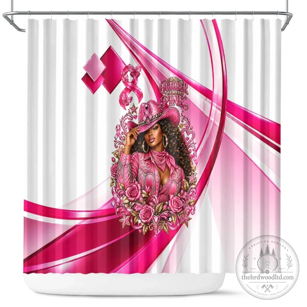 Western Wear Cowgirl Breast Cancer Awareness Pink Ribbon Shower Curtain