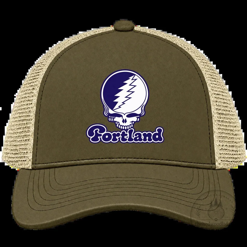 Portland Grateful Dead Steal Your Face Skull Logo Trucker Cap Hat Portland Grateful Dead Steal Your Face Skull Logo Trucker Cap Hat
