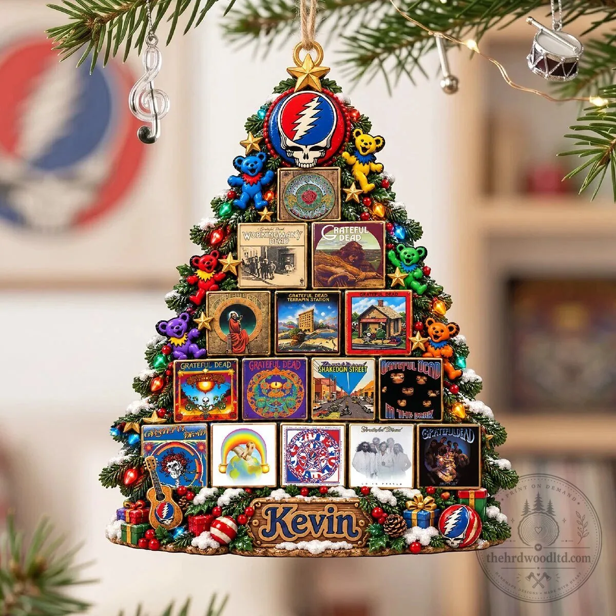 Grateful Dead Christmas Tree Album Covers Personalized Holiday Ornament