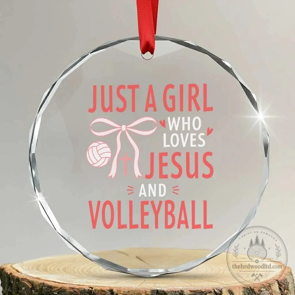 Just A Girl Who Loves Jesus And Volleyball Christian Glass Ornament