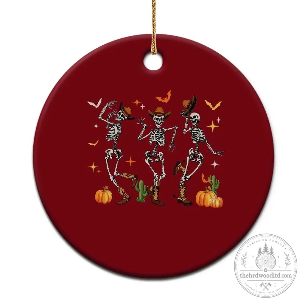 Dancing Skeleton Cowboys Western Country Rodeo Halloween Ceramic Christmas Ornament 1 Dancing Skeleton Cowboys Western Country Rodeo Halloween Ceramic Christmas Ornament