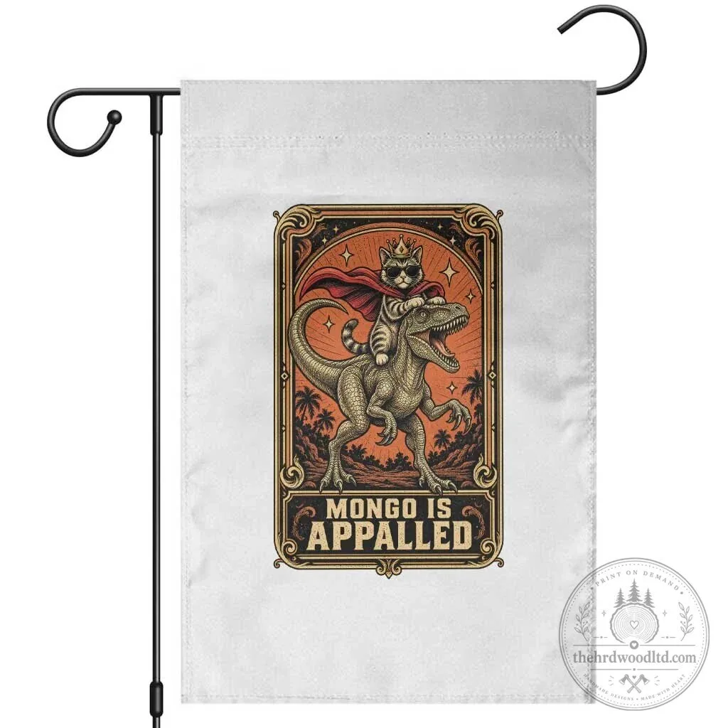 Funny Royal Cat Riding Dinosaur Garden Flag Fantasy Tarot Card Gift