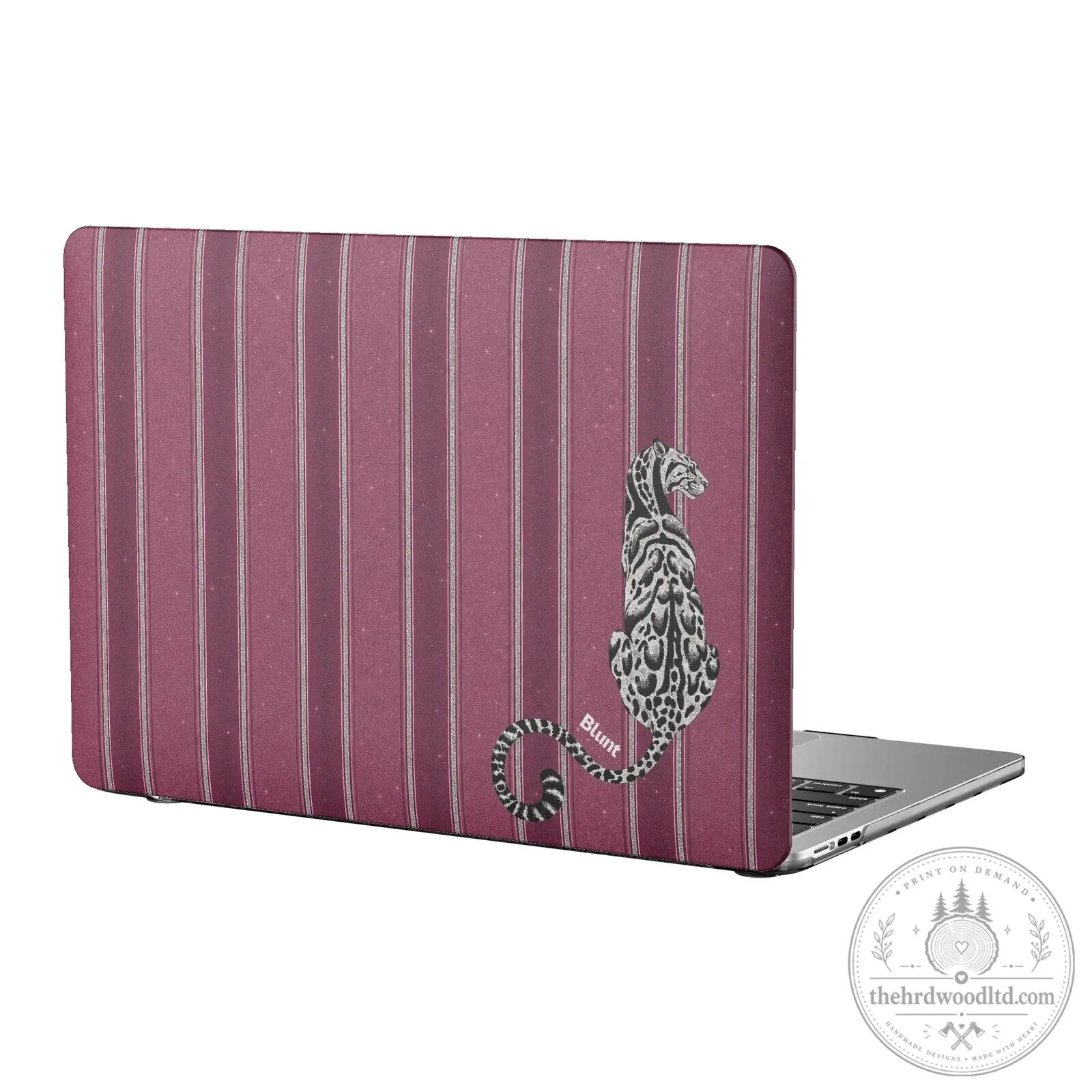 Blunt Leopard Print Burgundy Striped Hard Shell Laptop Case