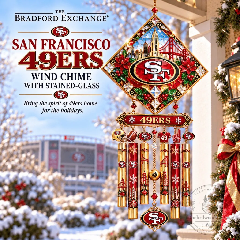 San Francisco 49ers Christmas Stained Glass Wind Chime San Francisco 49ers Christmas Stained Glass Wind Chime