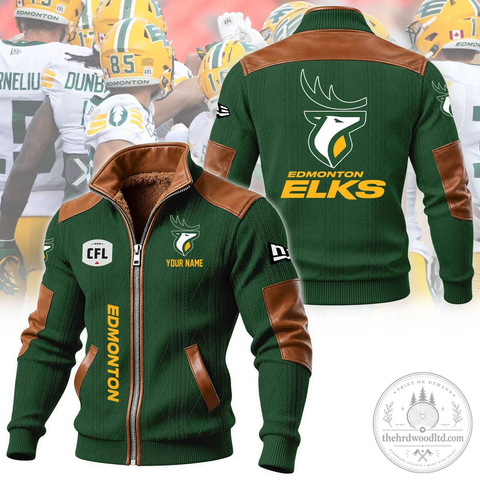 Edmonton Elks CFL Football Team Green Fleece Jacket