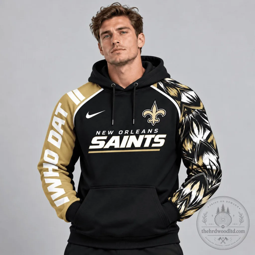 New Orleans Saints NFL Dynamic Brushstroke Graphic Black Pullover Hoodie New Orleans Saints NFL Dynamic Brushstroke Graphic Black Pullover Hoodie