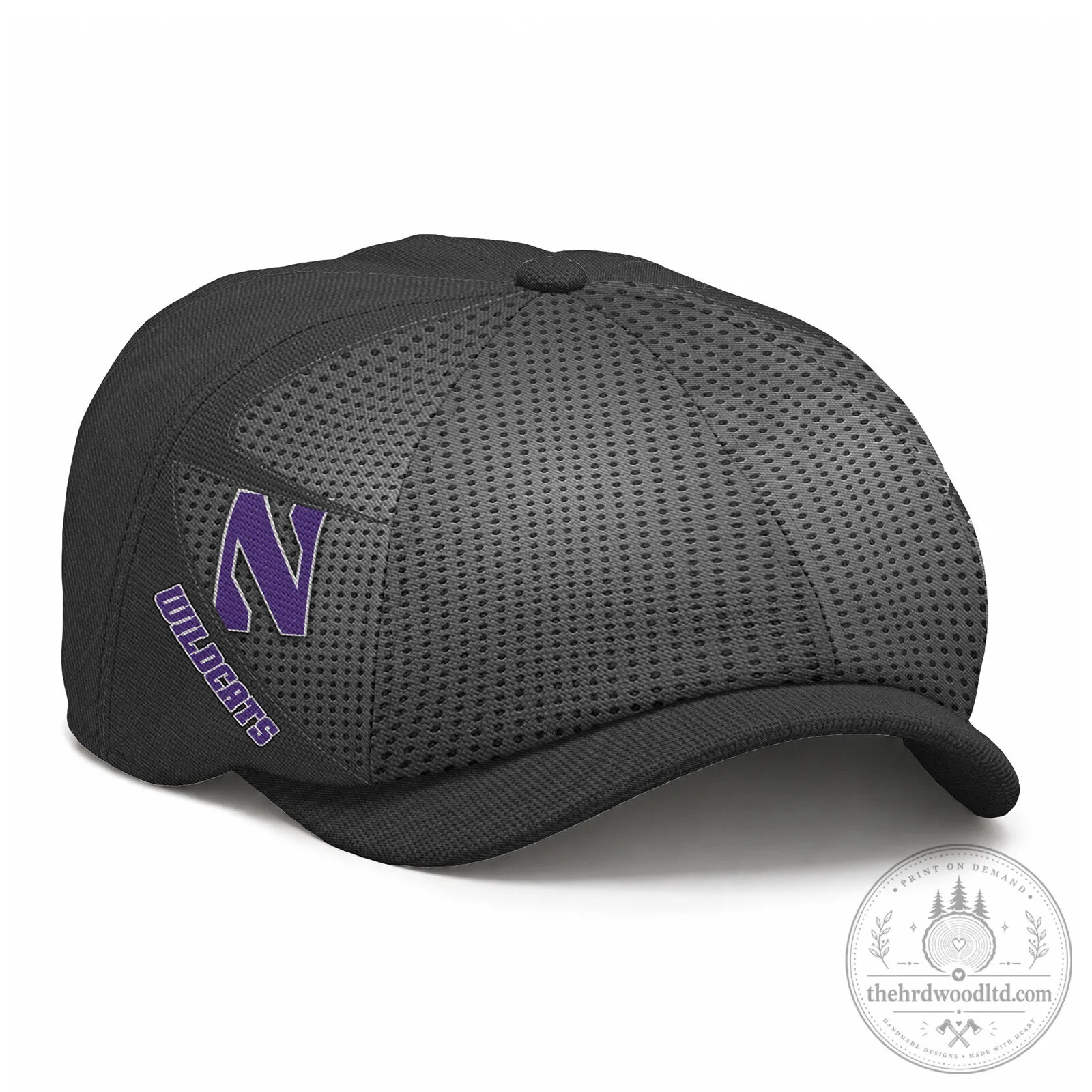Northwestern Wildcats NCAA Embroidered Black Newsboy Cap Hat