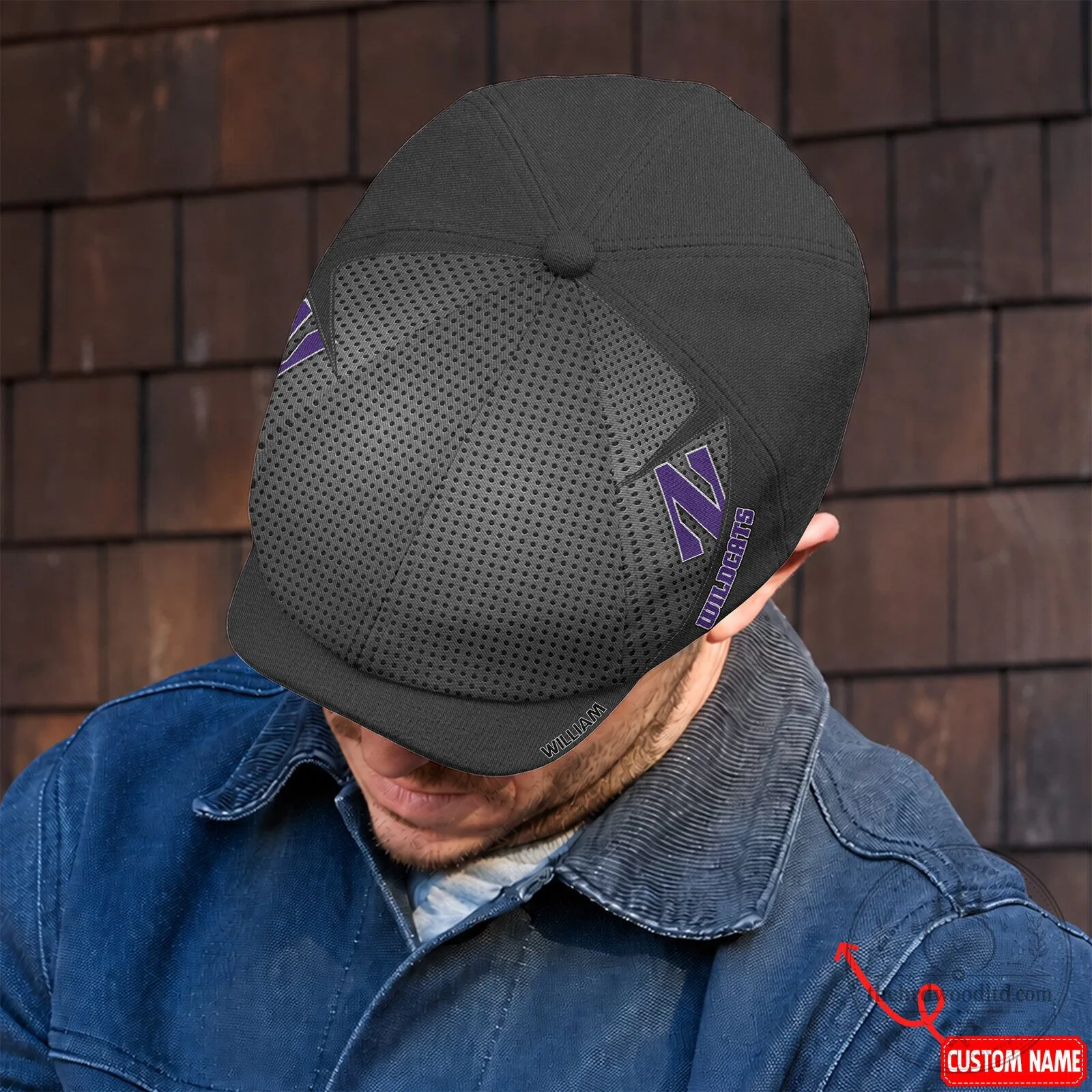 Northwestern Wildcats NCAA Embroidered Black Newsboy Cap Hat 5 Northwestern Wildcats NCAA Embroidered Black Newsboy Cap Hat