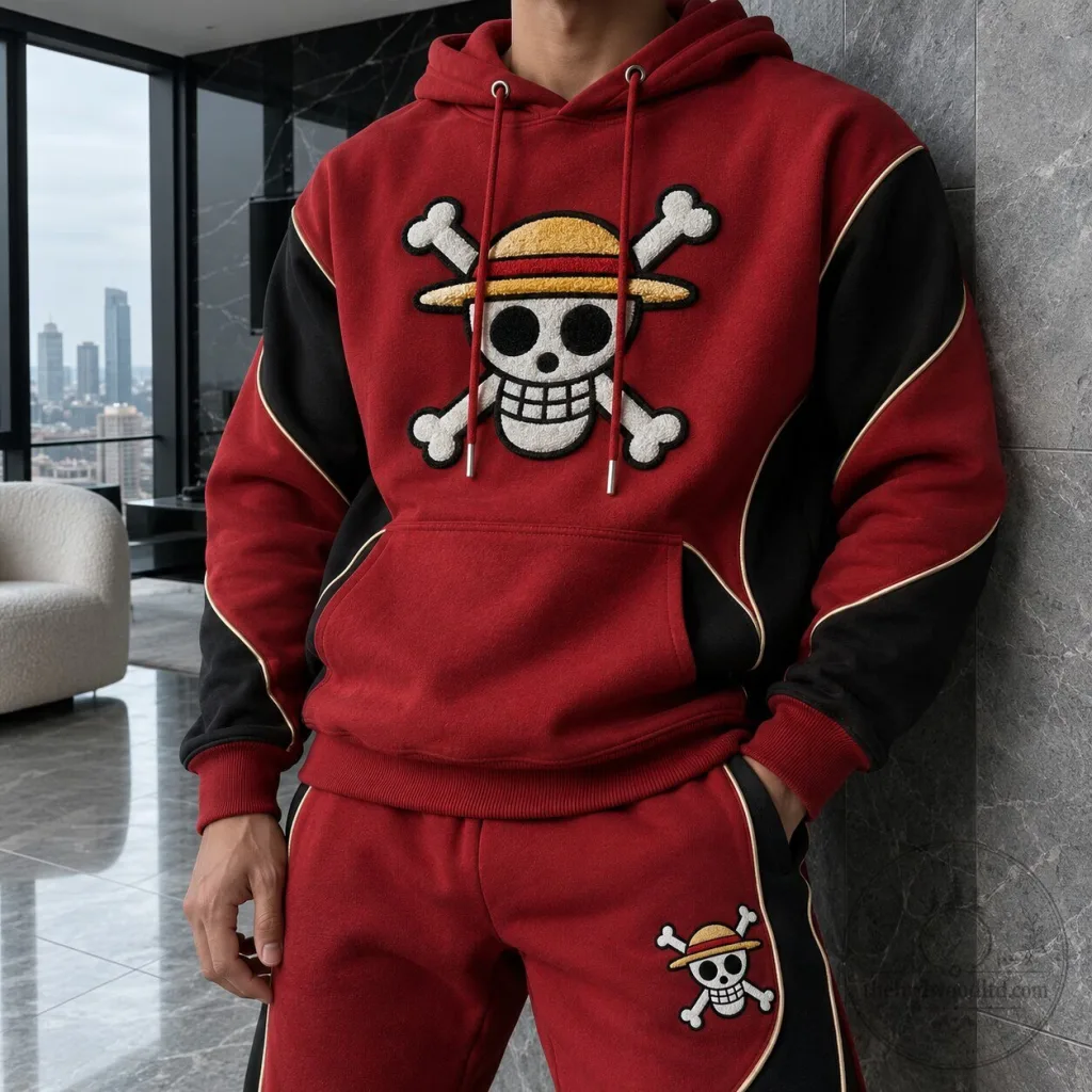 Embroidered Hoodie featuring the Jolly Roger of One Piece Straw Hat Pirates 6 Embroidered Hoodie featuring the Jolly Roger of One Piece Straw Hat Pirates