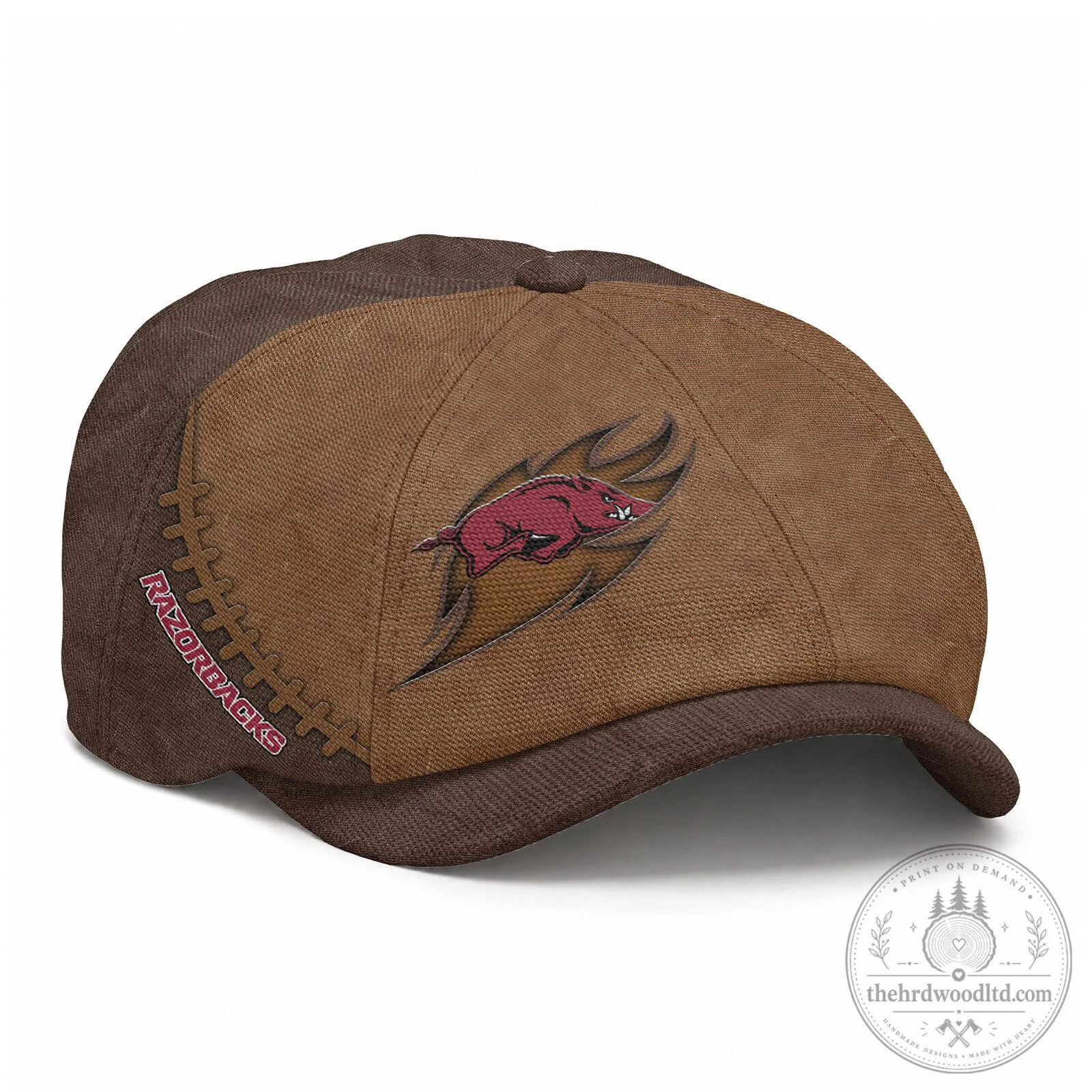 Arkansas Razorbacks NCAA Football Team Logo Brown Newsboy Cap Hat