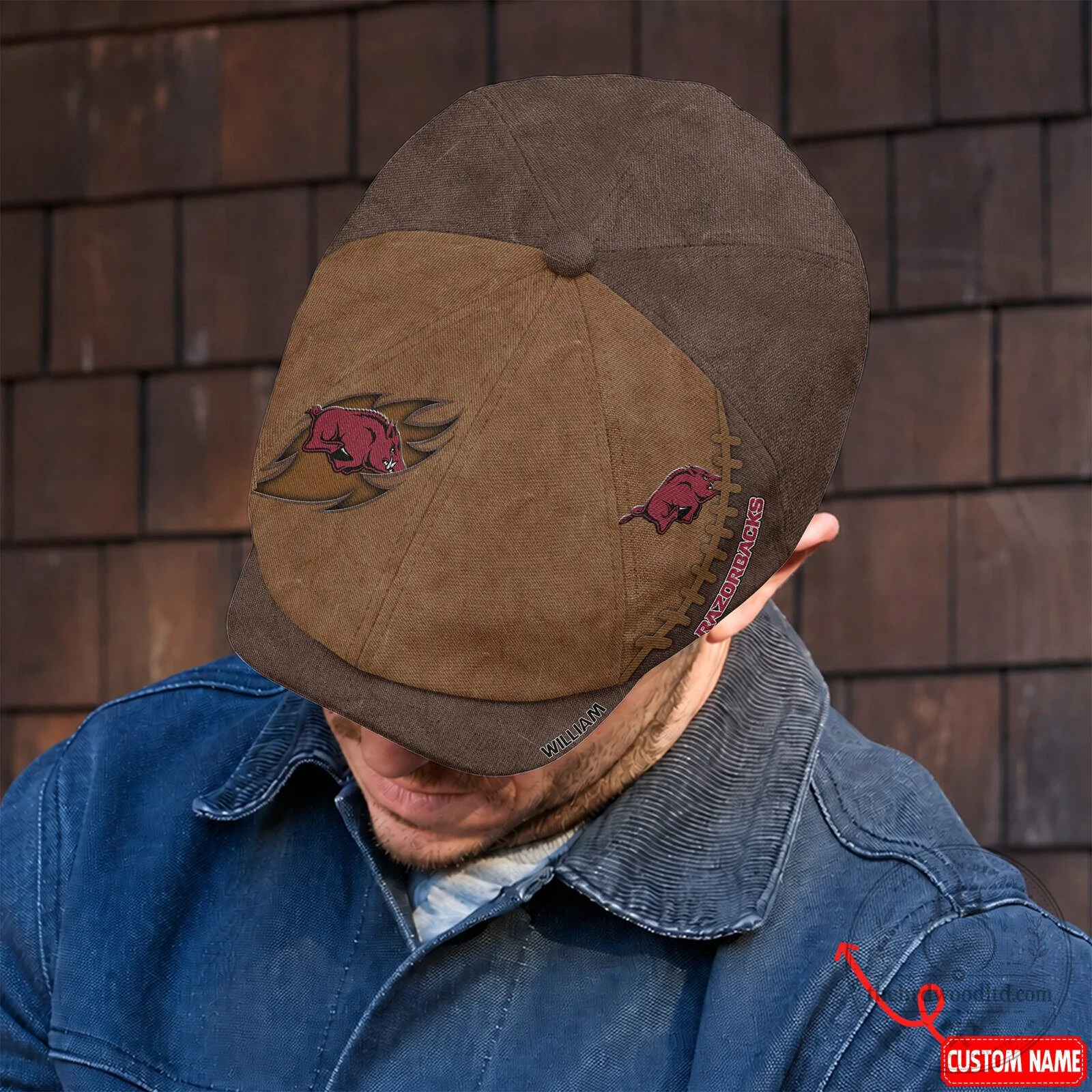 Arkansas Razorbacks NCAA Football Team Logo Brown Newsboy Cap Hat 4 Arkansas Razorbacks NCAA Football Team Logo Brown Newsboy Cap Hat