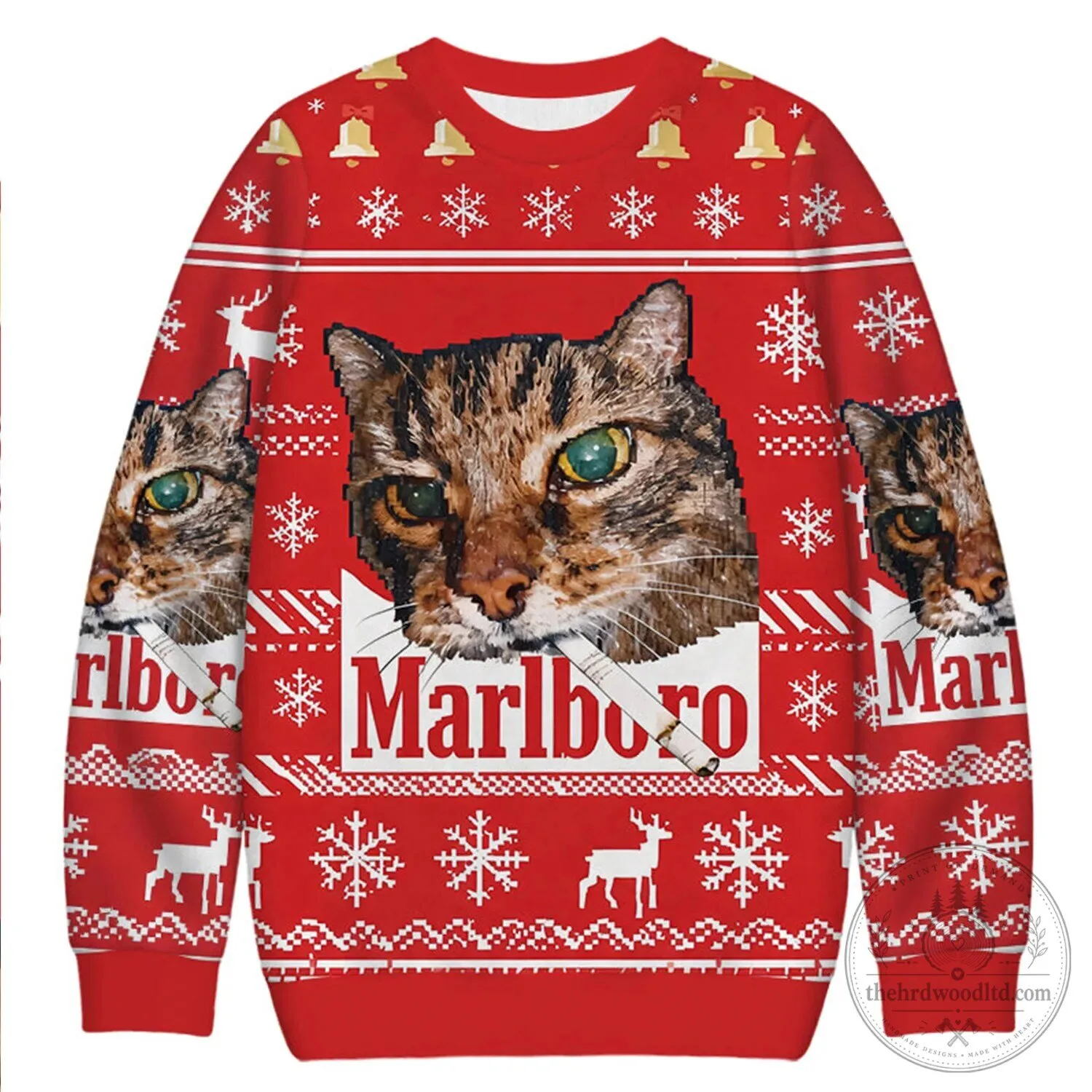 Marlboro Cat Funny Ugly Christmas Sweater Holiday Party Sweatshirt